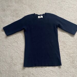 SMINFINITY Navy Ribbed Knit Crewneck Top